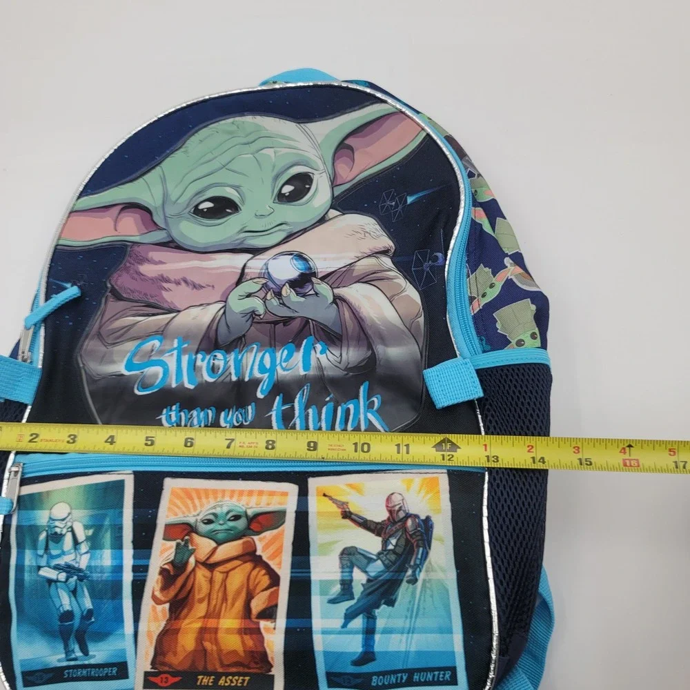 Star Wars Mandalorian Grogu Baby Yoda Kids Backpack Blue Stronger Than You Think